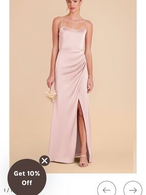 Birdy Grey Blush Satin Spaghetti-Strap Bridesmaid Gown
